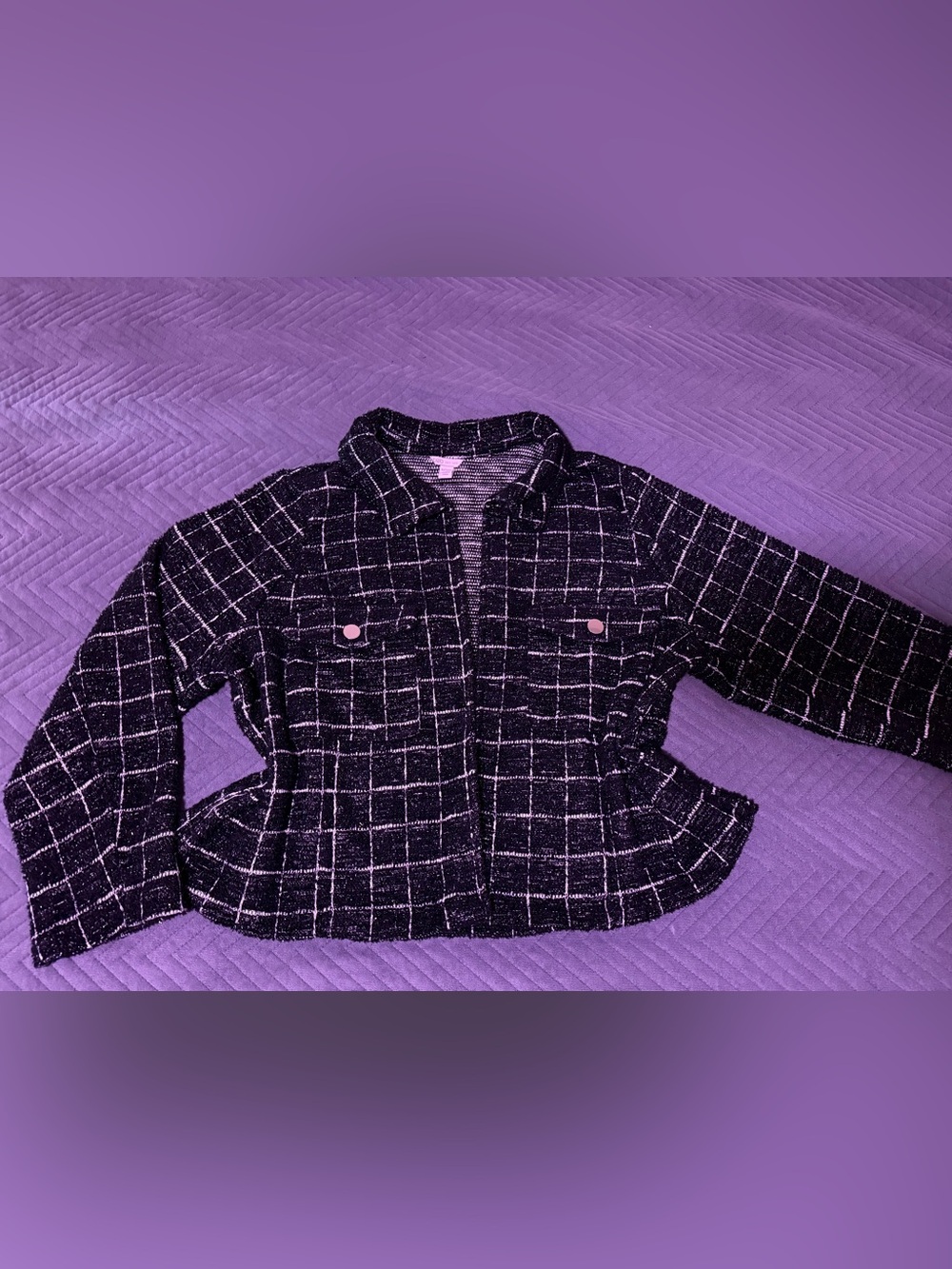 Cato women 18/20W open front tweed shacket jacket plaid